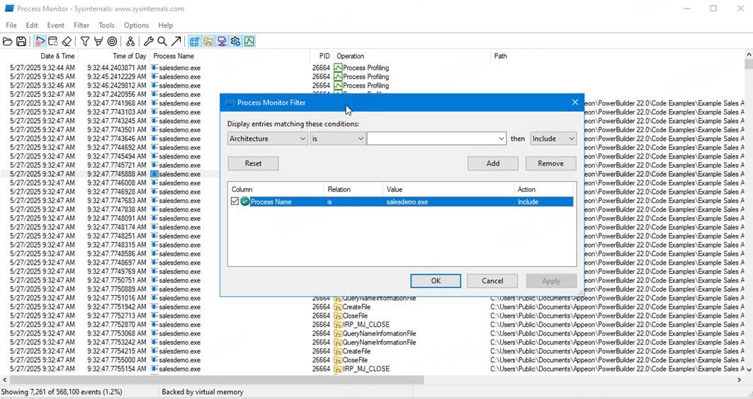 Process Monitor Filter