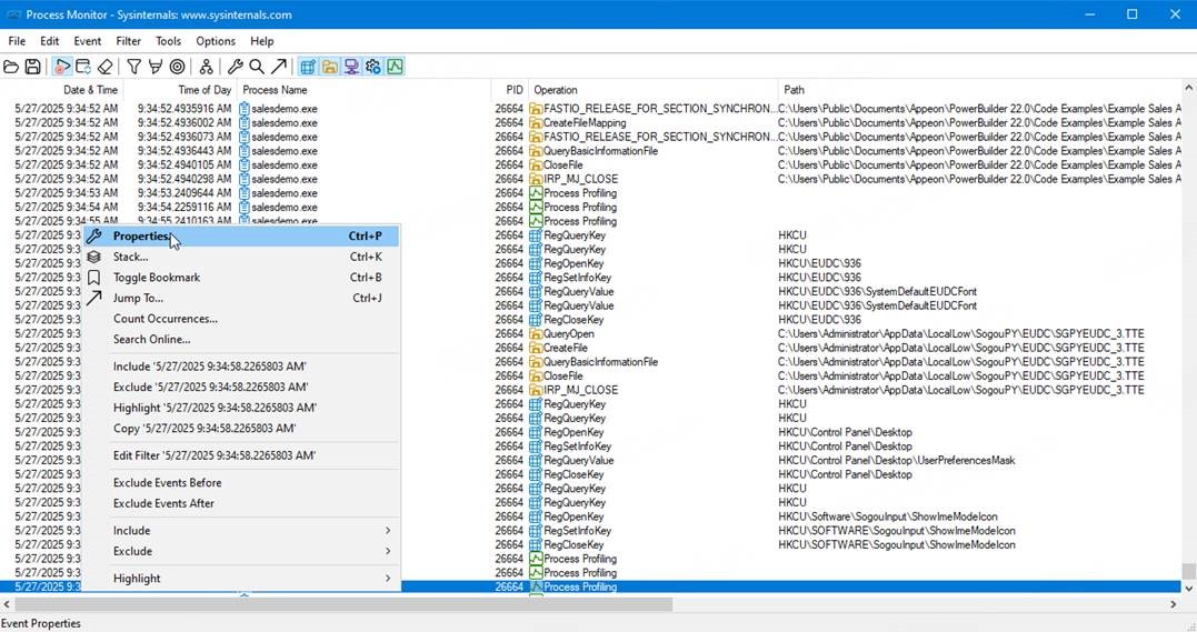 Open the Properties window