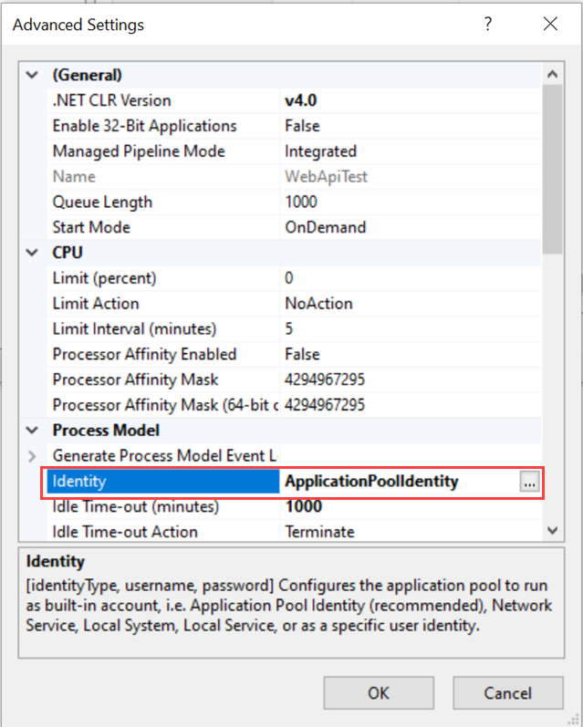 Change Application Pool Identity Built-in Account