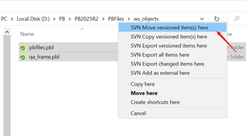 SVN move versioned items here