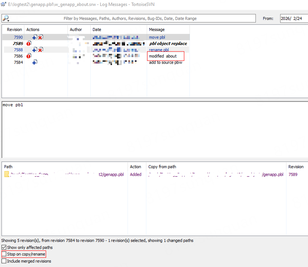 check history after svn bat