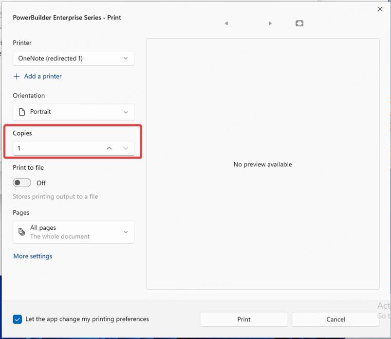 Windows 11 print dialog