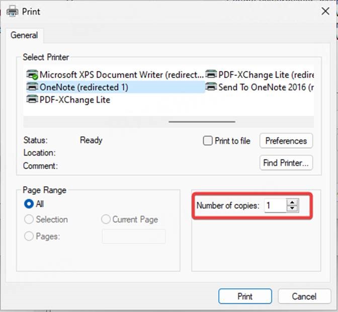 Windows 10 print dialog