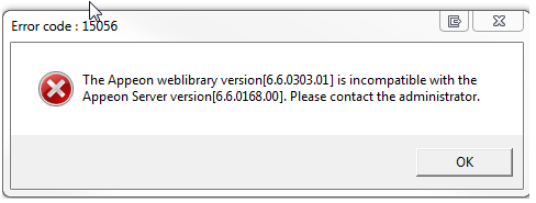 appeon issue incompatibility caused server between version plugin inconsistent client aws activex incompatible cause kind