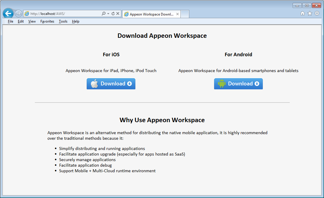 Appeon Workspace download center