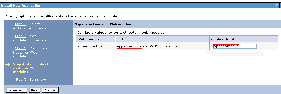 Set Context Root to appeonmobile