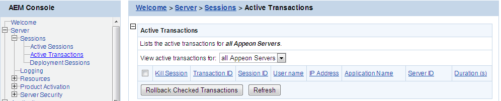 Active Transactions