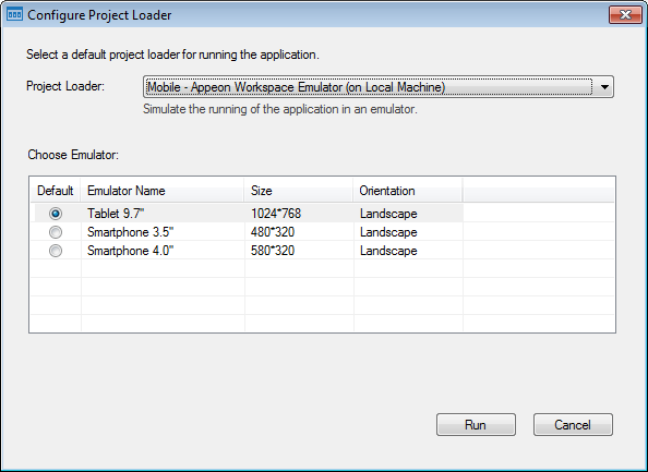 Configure for project loader - Emulator