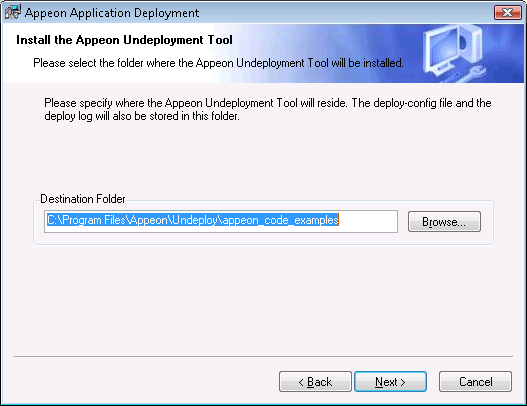 Specify location for the Appeon Undeployment Tool
