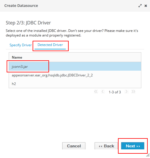 Specify the JDBC driver