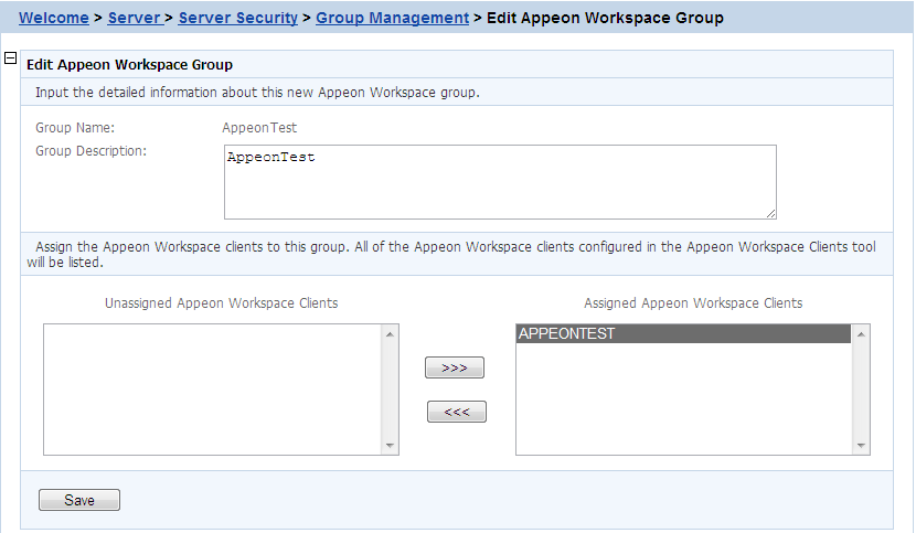 Edit Appeon Workspace Group