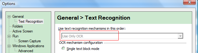 View Text Recognition window