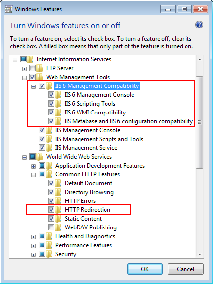 Required IIS features