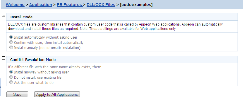 DLL/OCX Files settings
