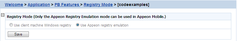 Registry Functions Execution Mode