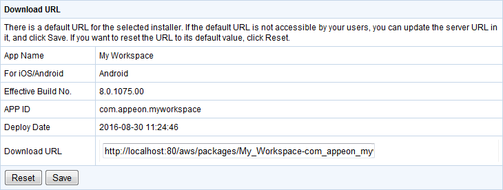 Download URL of the installer