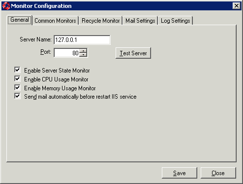 Monitor Configuration window