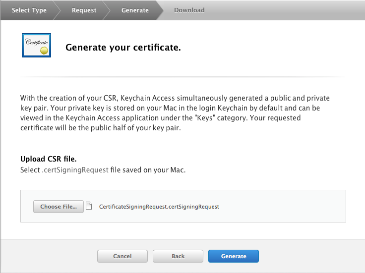Generate a certificate