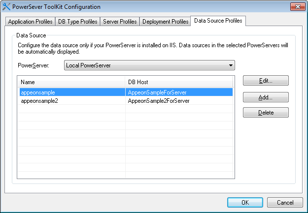 Data sources existing on the application server