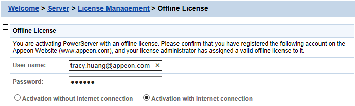 Offline License Activation