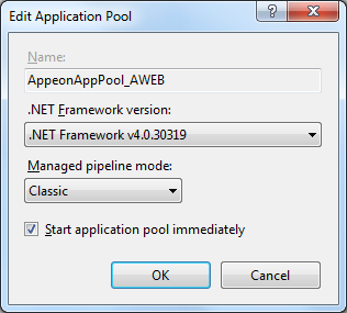 Edit application pool