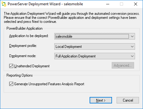 PowerServer Application Deployment Wizard